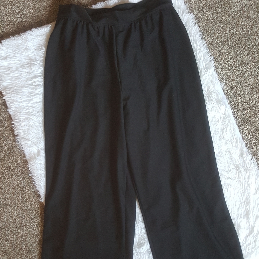 SPANX Pull on Black Crop Pants Elastic High Waist Wide Leg Stretchy Size Large